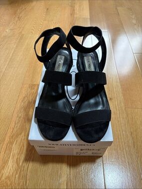 Steve Madden Black Strappy Ankle-Wrap Heels